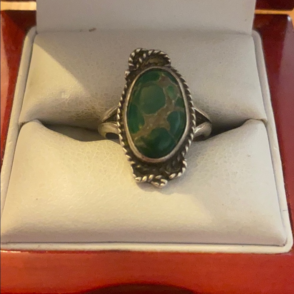 Sterling Silver Coil Stone Vintage Navajo Ring